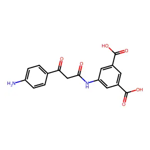 5-{[3-(4-Aminophenyl)-3-oxopropanoyl]amino}benzene-1,3-dicarboxylic acid structure