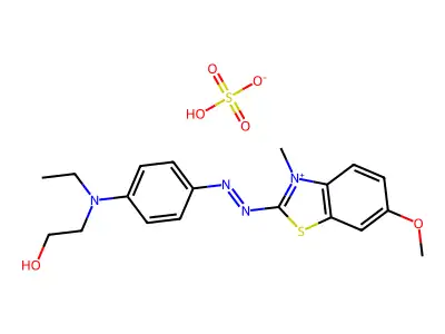 Ethanol, 2-(ethyl(4-((6-methoxy-3-methyl-2-benzothiazolium)azo)phenyl)amino)-, hydrogen sulfate structure