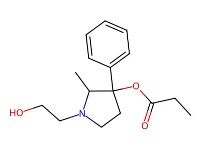 3-Pyrrolidinol, 1-(2-hydroxyethyl)-2-methyl-3-phenyl-, propionate (ester) structure