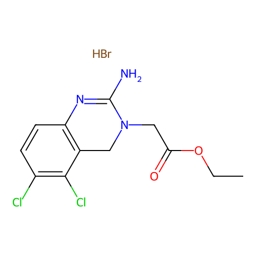 ethyl 2-(2-amino-5,6-dichloro-4H-quinazolin-3-yl)acetate;hydrobromide structure
