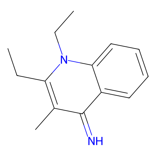 1,2-diethyl-3-methyl-4(1H)-quinolinimine hydrobromide structure