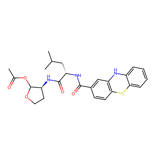 10H-Phenothiazine-2-carboxamide, N-((1S)-1-((((3S)-2-(acetyloxy)tetrahydro-3-furanyl)amino)carbonyl)-3-methylbutyl)- structure