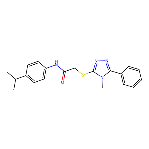 2-[(4-methyl-5-phenyl-4H-1,2,4-triazol-3-yl)sulfanyl]-N-[4-(propan-2-yl)phenyl]acetamide structure