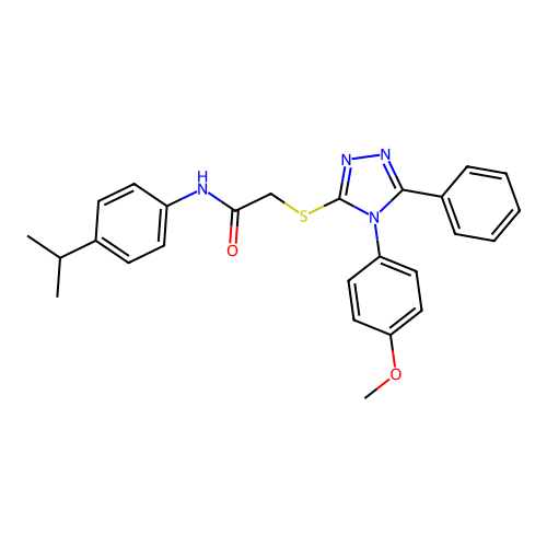 2-[[4-(4-methoxyphenyl)-5-phenyl-1,2,4-triazol-3-yl]sulfanyl]-N-(4-propan-2-ylphenyl)acetamide structure