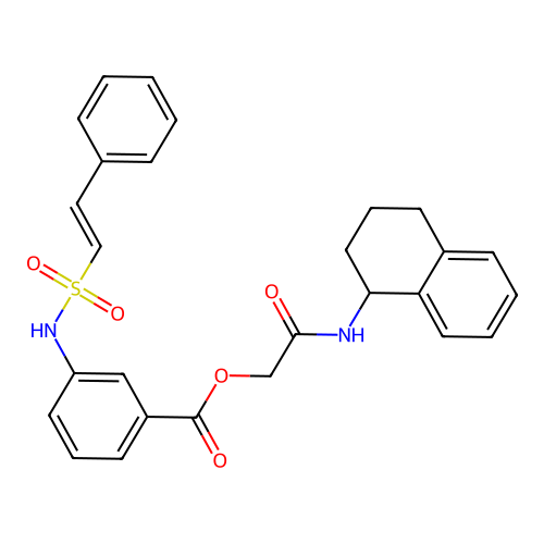 [(1,2,3,4-tetrahydronaphthalen-1-yl)carbamoyl]methyl 3-(2-phenylethenesulfonamido)benzoate structure