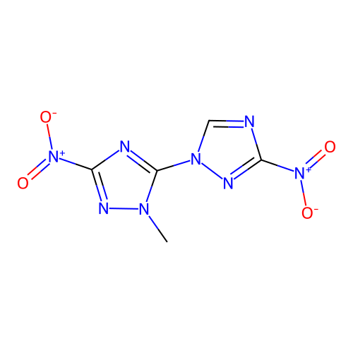 2'-methyl-3,5'-dinitro-2'H-1,3'-bi(1,2,4-triazole) structure