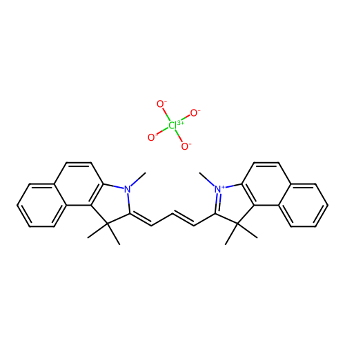 2-[3-(1,3-dihydro-1,1,3-trimethyl-2h-benz[e]indol-2-ylidene)-1-propen-1-yl]-1,1,3-trimethyl-1h-benz[e]indolium perchlorate structure