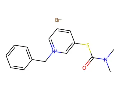 Pyridinium, 1-benzyl-3-mercapto-, bromide, dimethylthiocarbamate (ester) structure