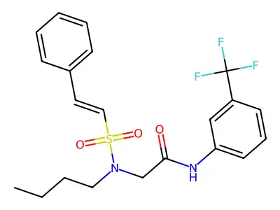 2-(N-butyl-2-phenylethenesulfonamido)-N-[3-(trifluoromethyl)phenyl]acetamide structure