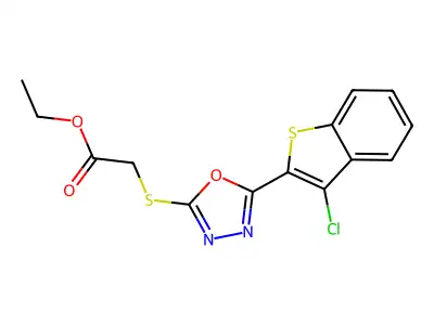 Ethyl 2-[5-(3-chlorobenzo[b]thiophen-2-yl)-1,3,4-oxadiazol-2-ylthio]acetate structure