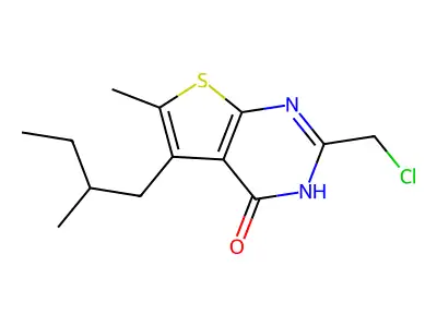 2-(chloromethyl)-6-methyl-5-(2-methylbutyl)thieno[2,3-d]pyrimidin-4(3H)-one structure