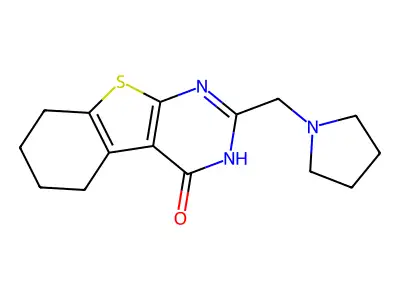 2-(1-pyrrolidinylmethyl)-5,6,7,8-tetrahydro[1]benzothieno[2,3-d]pyrimidin-4(3H)-one structure