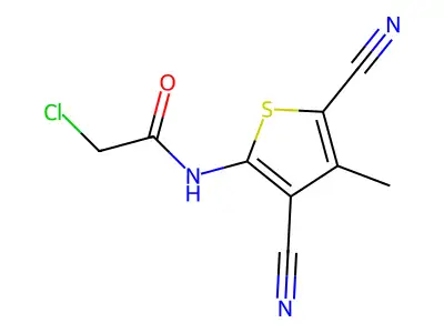 2-chloro-N-(3,5-dicyano-4-methylthiophen-2-yl)acetamide structure