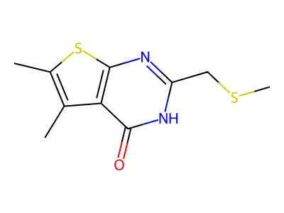 5,6-Dimethyl-2-[(methylthio)methyl]thieno[2,3-d]pyrimidin-4(1H)-one structure