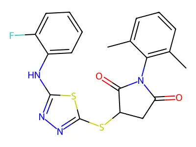 1-(2,6-Dimethylphenyl)-3-((5-((2-fluorophenyl)amino)-1,3,4-thiadiazol-2-yl)thio)pyrrolidine-2,5-dione structure