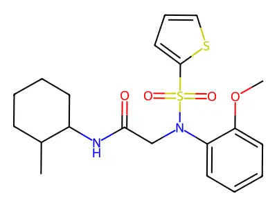 2-(2-methoxy-N-thiophen-2-ylsulfonylanilino)-N-(2-methylcyclohexyl)acetamide structure