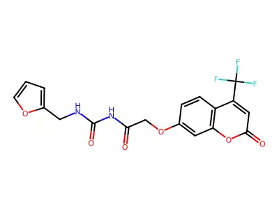 N-((furan-2-ylmethyl)carbamoyl)-2-((2-oxo-4-(trifluoromethyl)-2H-chromen-7-yl)oxy)acetamide structure