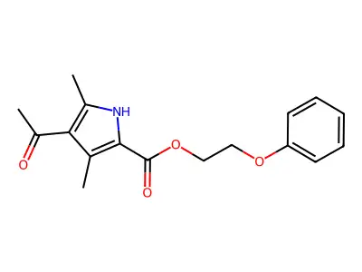 2-phenoxyethyl 4-acetyl-3,5-dimethyl-1H-pyrrole-2-carboxylate structure