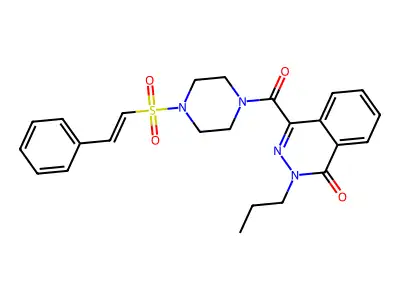 4-[4-(2-phenylethenesulfonyl)piperazine-1-carbonyl]-2-propyl-1,2-dihydrophthalazin-1-one structure