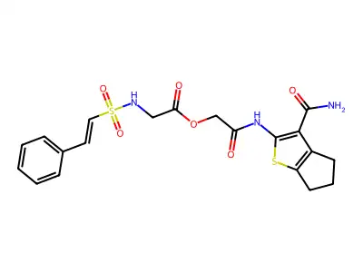 ({3-carbamoyl-4H,5H,6H-cyclopenta[b]thiophen-2-yl}carbamoyl)methyl 2-(2-phenylethenesulfonamido)acetate structure