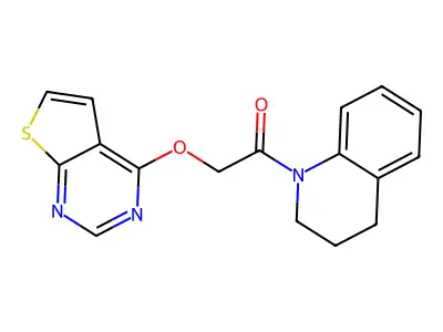 1-(3,4-Dihydroquinolin-1(2H)-yl)-2-(thieno[2,3-d]pyrimidin-4-yloxy)ethan-1-one structure