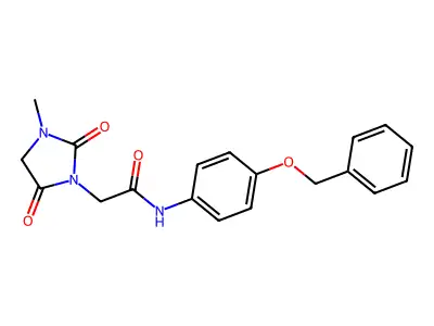 2-(3-methyl-2,5-dioxoimidazolidin-1-yl)-N-(4-phenylmethoxyphenyl)acetamide structure