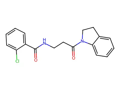 2-chloro-N-[3-(2,3-dihydroindol-1-yl)-3-oxopropyl]benzamide structure
