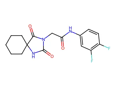 N-(3,4-difluorophenyl)-2-(2,4-dioxo-1,3-diazaspiro[4.5]decan-3-yl)acetamide structure