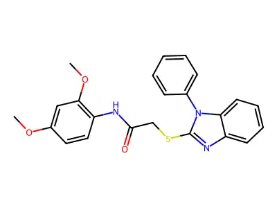 N-(2,4-Dimethoxyphenyl)-2-((1-phenyl-1H-benzo[d]imidazol-2-yl)thio)acetamide structure