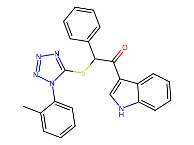 1-(1H-Indol-3-yl)-2-phenyl-2-((1-(o-tolyl)-1H-tetrazol-5-yl)thio)ethan-1-one structure