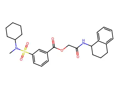 1,2,3,4-tetrahydronaphthalen-1-ylcarbamoylmethyl 3-(cyclohexyl-methyl-sulfamoyl)benzoate structure