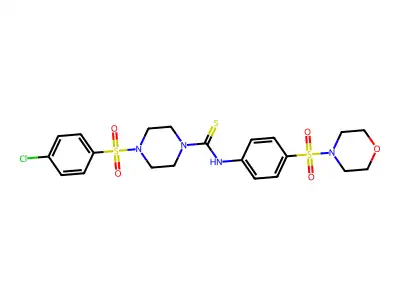 4-(4-chlorophenyl)sulfonyl-N-(4-morpholin-4-ylsulfonylphenyl)piperazine-1-carbothioamide structure