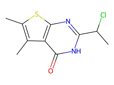 2-(1-chloroethyl)-5,6-dimethyl-3H,4H-thieno(2,3-d)pyrimidin-4-one structure