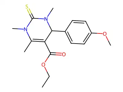ethyl 4-(4-methoxyphenyl)-1,3,6-trimethyl-2-sulfanylidene-4H-pyrimidine-5-carboxylate structure