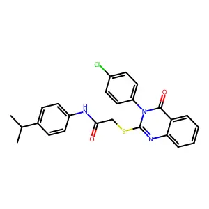 2-{[3-(4-chlorophenyl)-4-oxo-3,4-dihydroquinazolin-2-yl]sulfanyl}-N-[4-(propan-2-yl)phenyl]acetamide structure