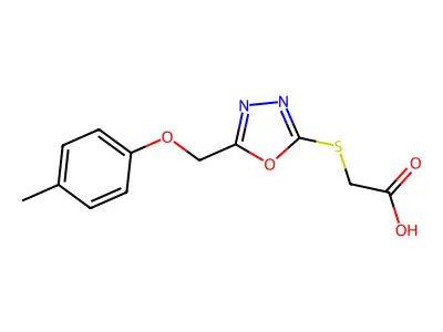 Acetic acid, [[5-[(4-methylphenoxy)methyl]-1,3,4-oxadiazol-2-yl]thio]- structure
