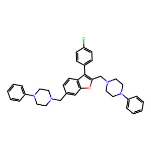 Benzofuran, 3-(p-chlorophenyl)-2,6-bis((4-phenyl-1-piperazinyl)methyl)- structure