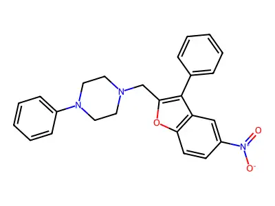 Piperazine, 1-((5-nitro-3-phenyl-2-benzofuranyl)methyl)-4-phenyl- structure