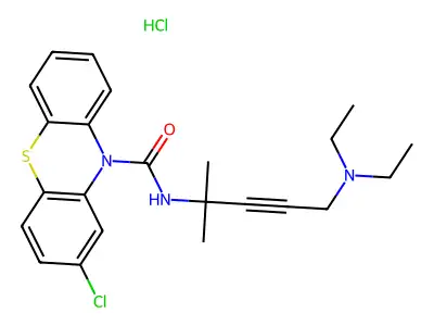 10H-Phenothiazine-10-carboxamide, 2-chloro-N-(4-(diethylamino)-1,1-dimethyl-2-butynyl)-, monohydrochloride structure
