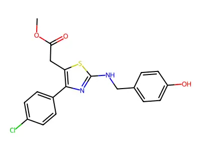 5-Thiazoleacetic acid, 4-(p-chlorophenyl)-2-((p-hydroxybenzyl)amino)-, methyl ester structure