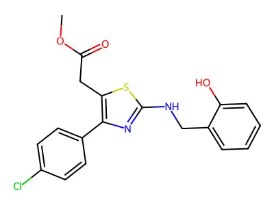 5-Thiazoleacetic acid, 4-(p-chlorophenyl)-2-((o-hydroxybenzyl)amino)-, methyl ester structure