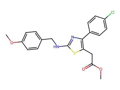 5-Thiazoleacetic acid, 4-(p-chlorophenyl)-2-((p-methoxybenzyl)amino)-, methyl ester structure