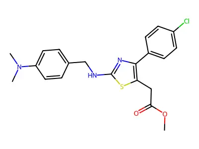5-Thiazoleacetic acid, 4-(4-chlorophenyl)-2-(((4-(dimethylamino)phenyl)methyl)amino)-, methyl ester structure