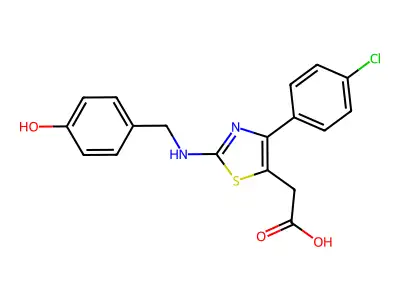 5-Thiazoleacetic acid, 4-(p-chlorophenyl)-2-((p-hydroxybenzyl)amino)- structure