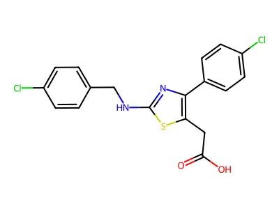 5-Thiazoleacetic acid, 2-(p-chlorobenzylamino)-4-(p-chlorophenyl)- structure