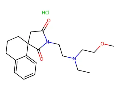 Spiro(naphthalene-1(2H),3'-pyrrolidine)-2',5'-dione, 3,4-dihydro-1'-(2-(ethyl(2-methoxyethyl)amino)ethyl)-, hydrochloride, (+-)- structure