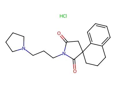 Spiro(naphthalene-1(2H),3'-pyrrolidine)-2',5'-dione, 3,4-dihydro-1'-(3-(1-pyrrolidinyl)propyl)-, hydrochloride, (+-)- structure