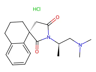 Spiro(naphthalene-1(2H),3'-pyrrolidine)-2',5'-dione, 3,4-dihydro-1'-(2-(dimethylamino)-1-methylethyl)-, hydrochloride, (+-)- structure