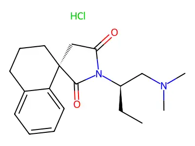 Spiro(naphthalene-1(2H),3'-pyrrolidine)-2',5'-dione, 3,4-dihydro-1'-(1-((dimethylamino)methyl)propyl)-, hydrochloride, (+-)- structure