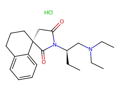 Spiro(naphthalene-1(2H),3'-pyrrolidine)-2',5'-dione, 3,4-dihydro-1'-(1-((diethylamino)methyl)propyl)-, hydrochloride, (+-)- structure